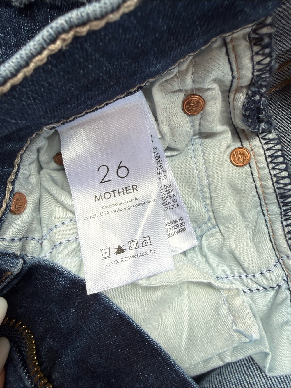 MOTHER Blue Wide-Leg Frayed Hem Jeans weekender fray 26 - Picture 5 of 5